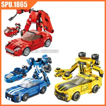 661002 Трансформация раллийного гоночного автомобиля, деформационный робот, суперкар, спортивный автомобиль, строительные блоки, игрушечный кирпич