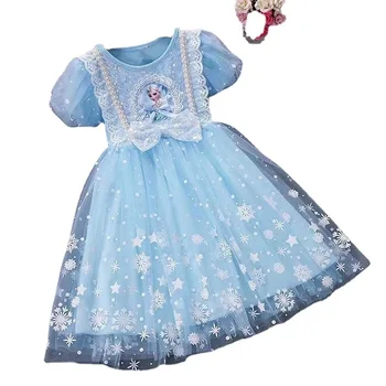 Новое летнее платье для девочек 2023 года, вечерние платья принцессы из замороженной сетки для девочек 3-8 лет, одежда для дня рождения