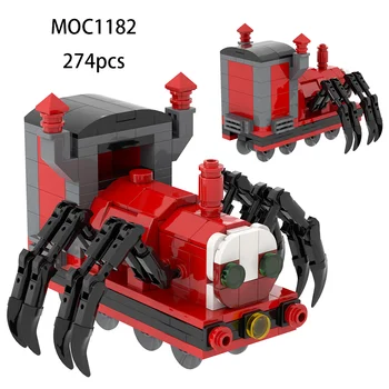 Креативный игровой набор MOC Фигурки поезда-паука, Строительные блоки в сборе, модель транспортного средства-монстра, Кирпичи, Игрушки для детей, подарки