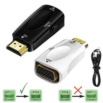 HDMI-совместимый переходник от мужчины к женщине VGA Конвертер аудиокабеля Full HD 1080P для ПК, ноутбука, телевизора, компьютерного дисплея, проектора